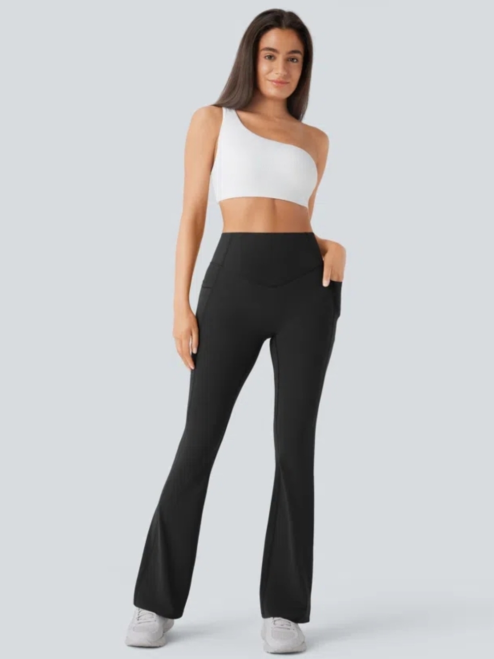 NWOT HALARA Ultra-Sculpt Black High-Waist Bootcut Active Pants with Side Pockets